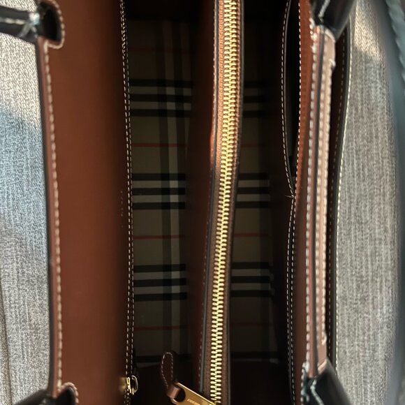 Leather and Vintage Check Two-handle Medium Title Bag - Picture 7 of 9